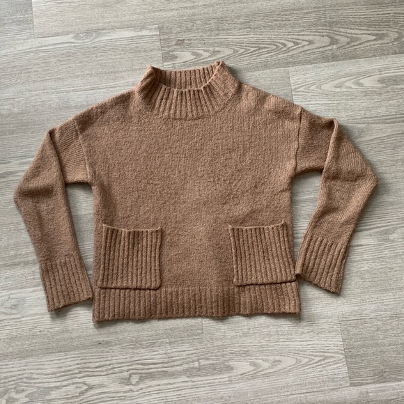 Mauve Mock Neck Front Pocket Sweater - Picture 3 of 5